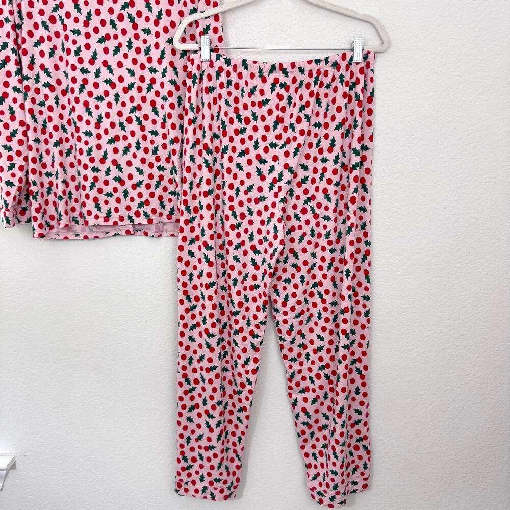 Hanna Andersson Womens Pajama Sleep Set Size L Holiday HannaSoft Christmas Pink - Picture 7 of 9